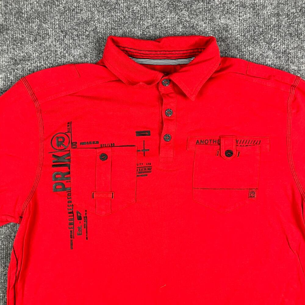 Projek Raw Polo Shirt Mens Size M Red‎ Graphic Urban Streetwear Short Sleeve Top